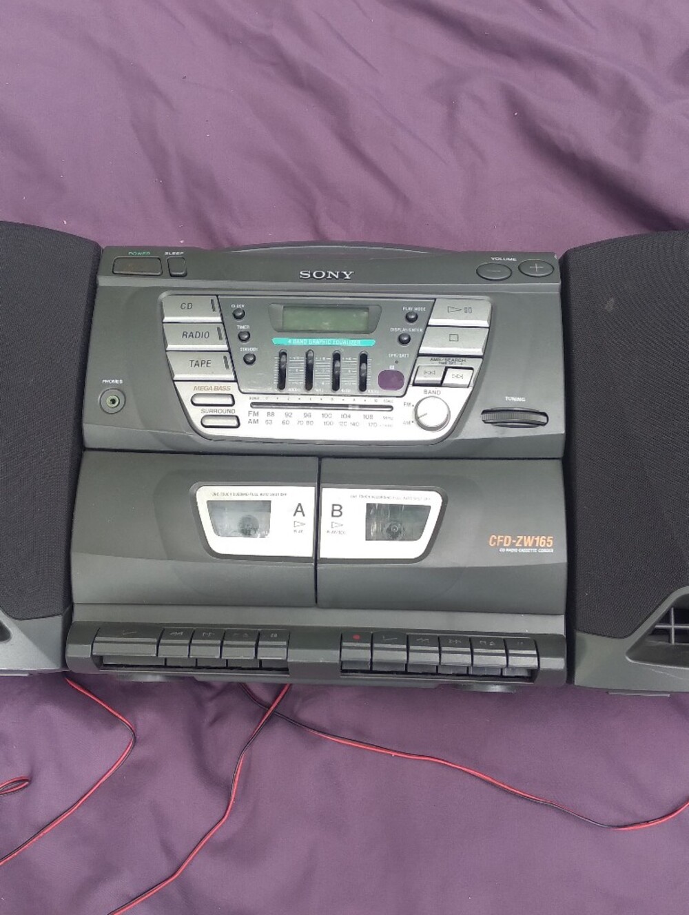Sony Black and Dark Gray Portable Boombox with Dual Speakers